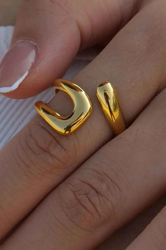 18K Gold-Plated  Geometric Gold Twisted Open Ring