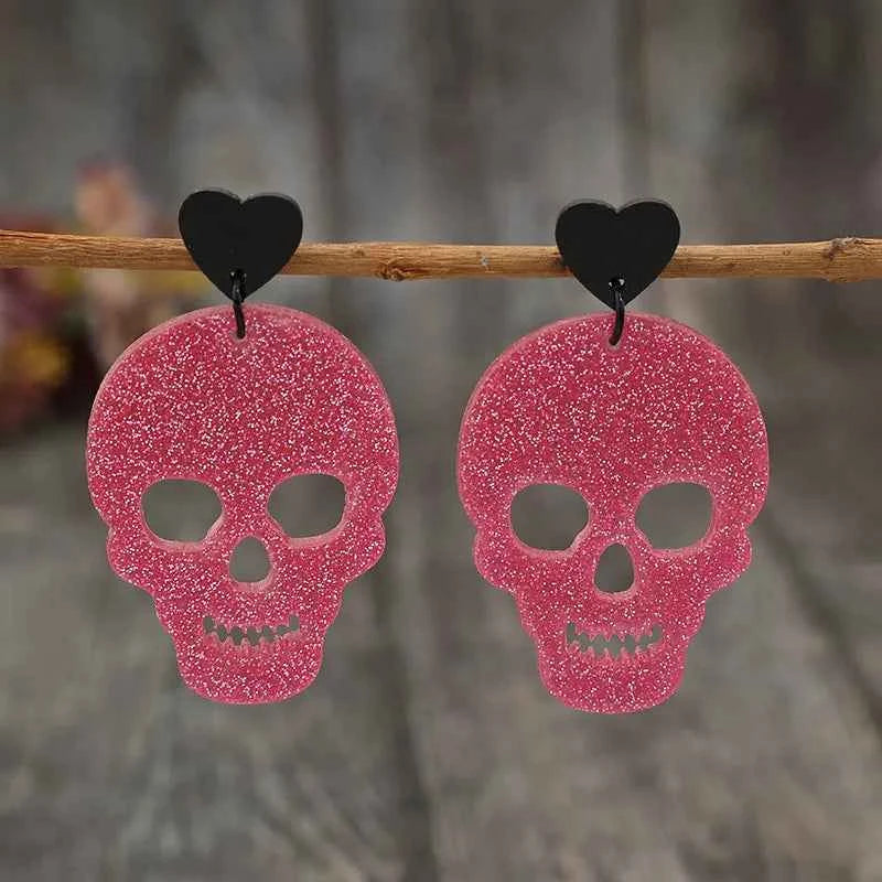 Acrylic Skeleton & Heart Earrings