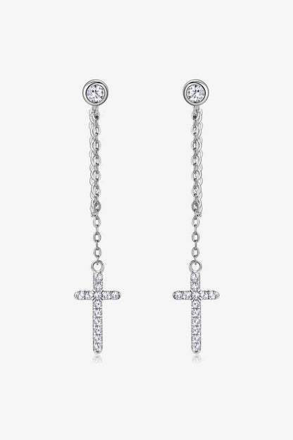 Moissanite 925 Sterling Silver Cross Earrings