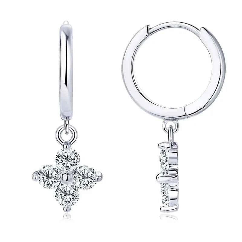 925 Sterling Silver Moissanite Hoop Drop Earrings