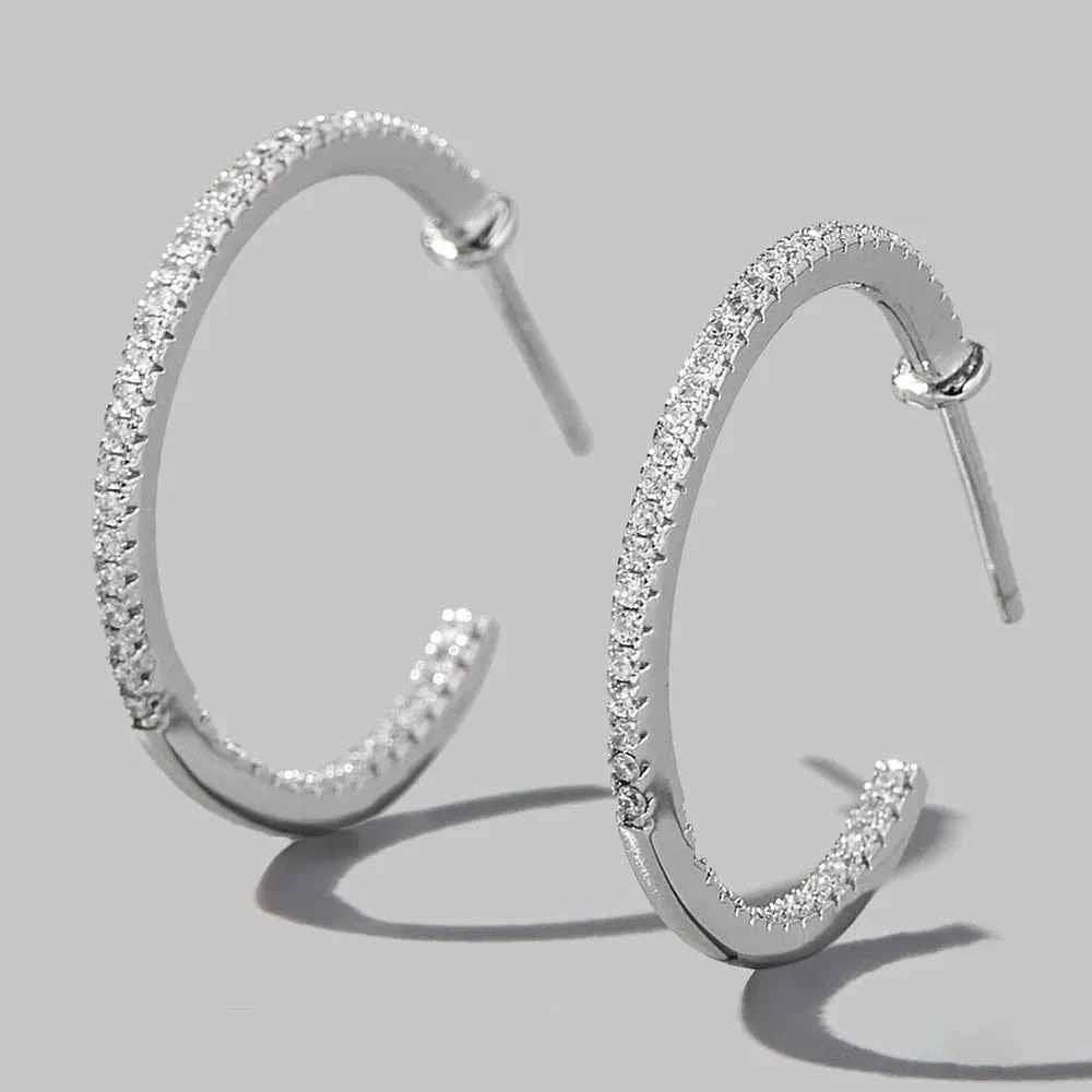 Zircon 925 Sterling Silver C-Hoop Earrings