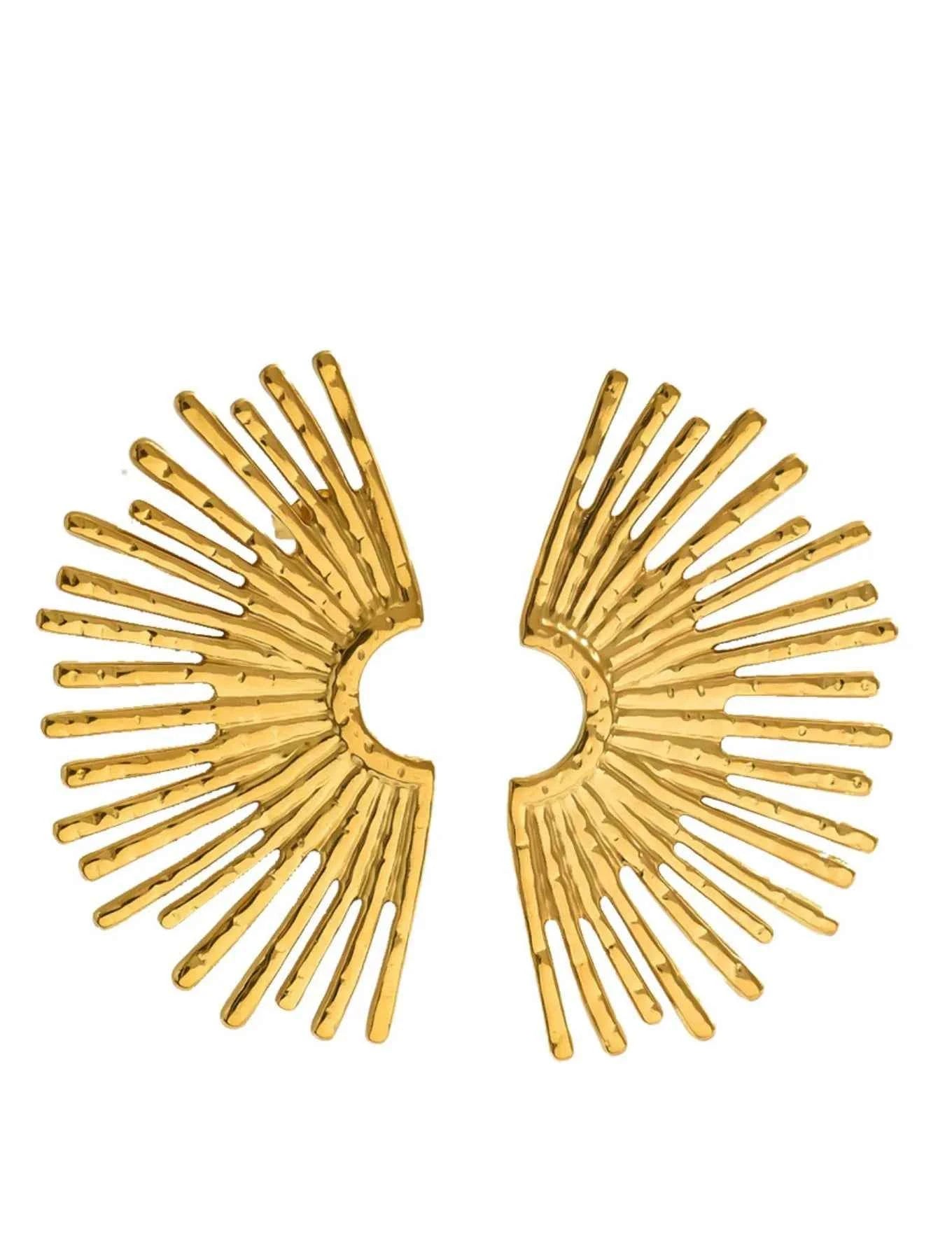 18K Gold-Plated Stainless Steel Sunburst Earrings