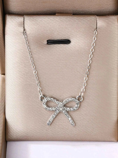 Zircon Bow Pendant Necklace