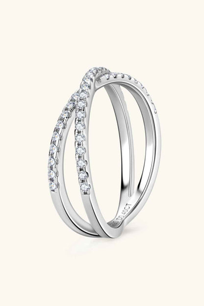 Moissanite 925 Sterling Silver Crisscross Ring
