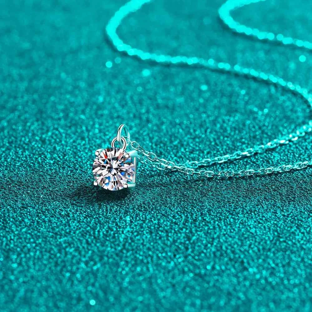 1 Carat Moissanite 925 Sterling Silver Necklace