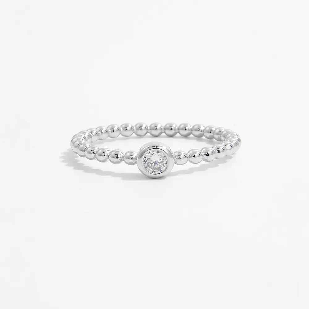 Zircon 925 Sterling Silver Bead Ring