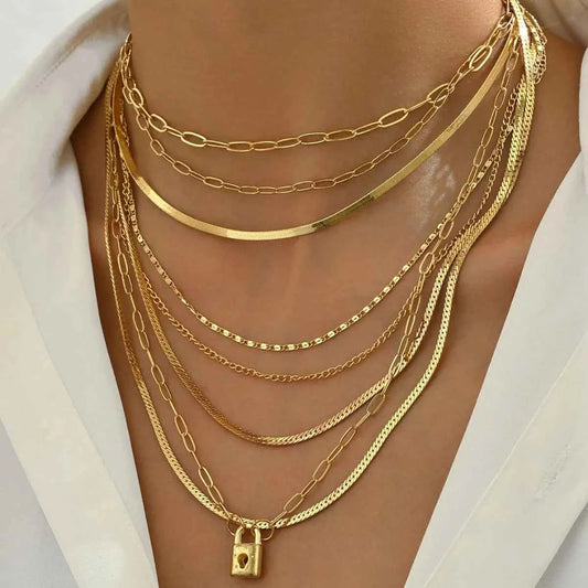 18K Gold-Plated Stainless Steel Multi-Layer Necklace